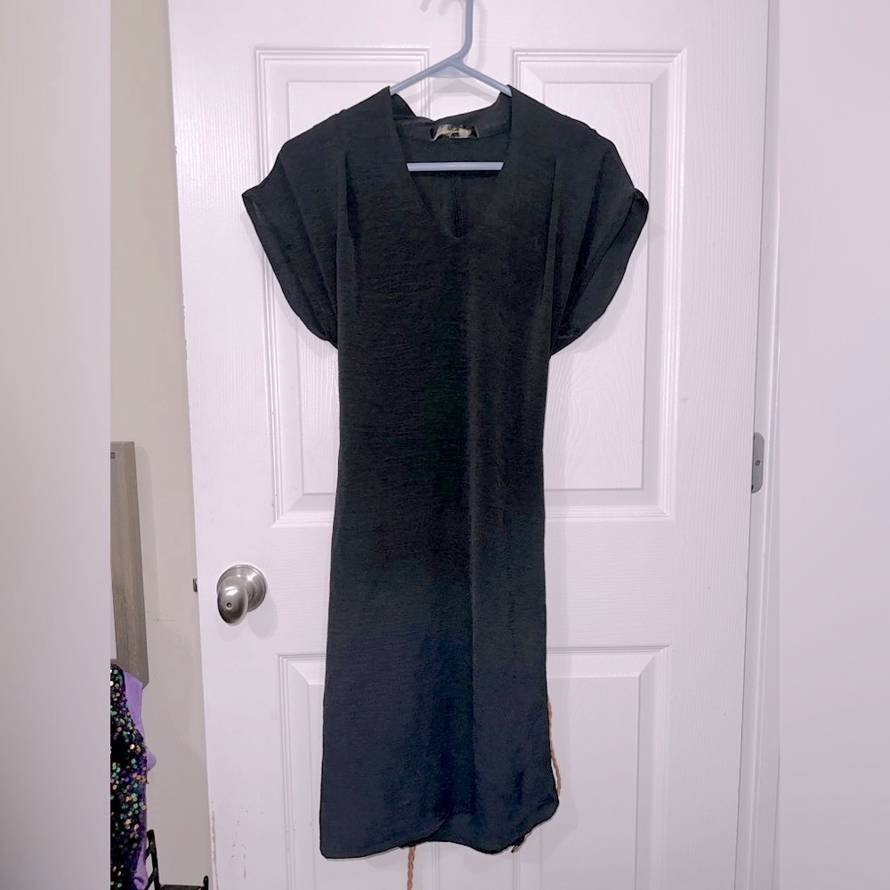 Black Dress with Brown Belt. Relaxed. Coastal, Beach & going out lightweight